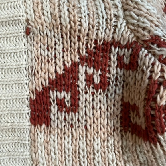 Free People Sz M Cream Peach & Rust Aztec Open Cardigan - Picture 3 of 7